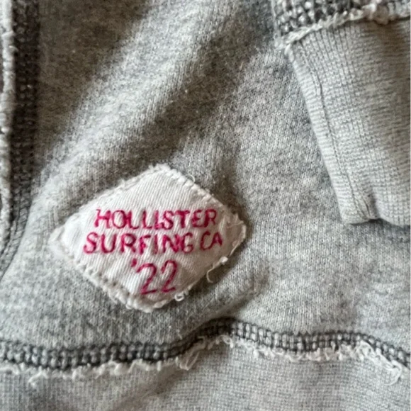 Hollister Gray Hoodie with Pink Surfing Patch - Picture 3 of 6